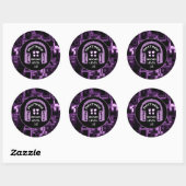 Paarse Glow Videogame Headsets Party Ronde Sticker (Vel)