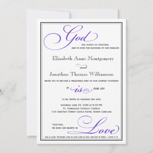 Paarse God is de Christelijke Uitnodiging van het  (Voorkant)