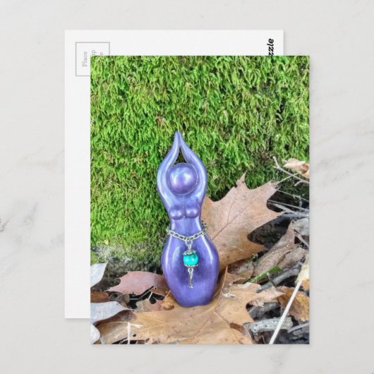 Paarse Godin in de Bossen Herfstblad en Mos Briefkaart (Voorkant / Achterkant)