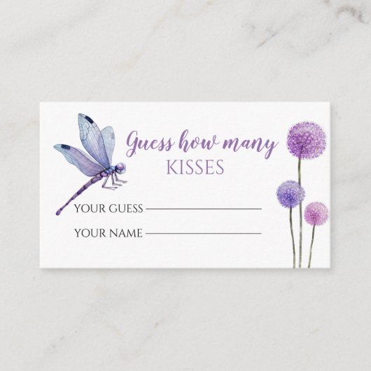 Paarse gok hoeveel kussen er in het spel zijn informatiekaartje (Voorkant)