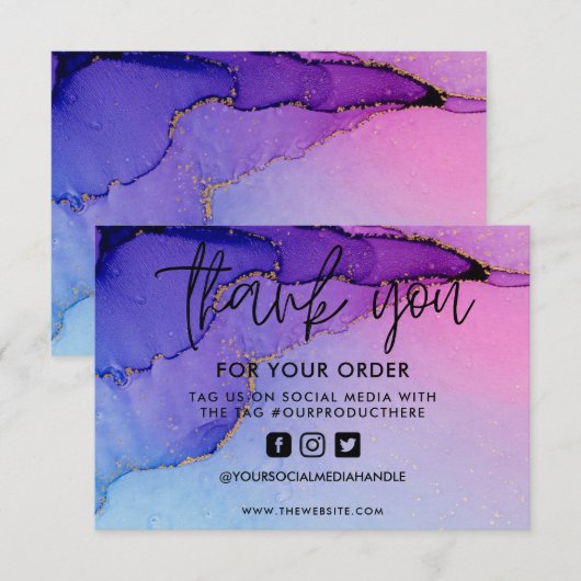 Paarse Gold Abstracte Waterverf Media invoegen (Voorkant / Achterkant)