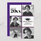 Paarse & Gold Afstuderen uitnodiging, Matte 7 x 5  Kaart (Voorkant / Achterkant)