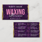 Paarse Gold Aftercare Card wassen Visitekaartje (Voorkant / Achterkant)
