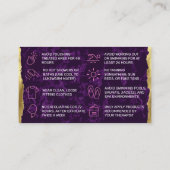Paarse Gold Aftercare Card wassen Visitekaartje (Achterkant)