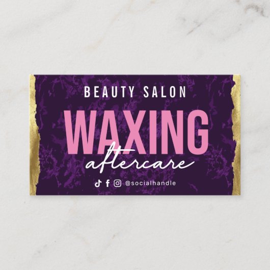 Paarse Gold Aftercare Card wassen Visitekaartje (Voorkant)