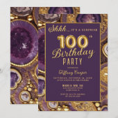 Paarse Gold Agaat Verrassing 100ste Verjaardagsfee Kaart (Voorkant / Achterkant)