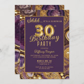 Paarse Gold Agaat Verrassing 30e Verjaardagsfeest Kaart (Voorkant / Achterkant)