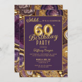 Paarse Gold Agaat Verrassing 60ste Verjaardagsfees Kaart (Voorkant / Achterkant)
