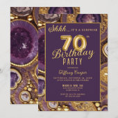 Paarse Gold Agaat Verrassing 70e Verjaardagsfeest Kaart (Voorkant / Achterkant)
