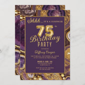 Paarse Gold Agaat Verrassing 75e Verjaardagsfeest Kaart (Voorkant / Achterkant)