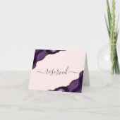 Paarse Gold Agate Blush Reserved Wedding Place Kaart (Voorkant)