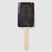 Paarse Gold Agate Dark Script Wedding Programma Handwaaier (Achterkant)