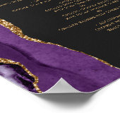 Paarse Gold Agate Dark Trouwtafel Menu Poster (Hoek)