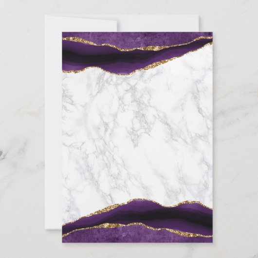 Paarse Gold Agate en marmer Wedding Kaart (Achterkant)