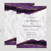 Paarse Gold Agate en marmer Wedding Kaart (Voorkant / Achterkant)