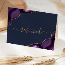 Paarse Gold Agate Navy Blue Reserved Wedding Place