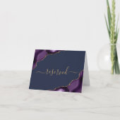 Paarse Gold Agate Navy Blue Reserved Wedding Place Kaart (Voorkant)