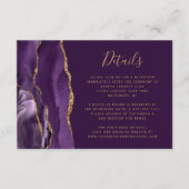Paarse Gold Agate Plum Wedding Details Enclosure Informatiekaartje (Voorkant)