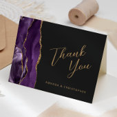 Paarse Gold Agate Script Dark Wedding Bedankt Kaart