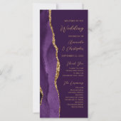 Paarse Gold Agate Script Plum Wedding Programma (Voorkant)