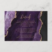 Paarse Gold Agate Script Wedding Details Informatiekaartje (Voorkant)