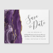 Paarse Gold Agate Wedding Magnetic Save the Date (Voorkant)