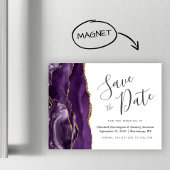 Paarse Gold Agate Wedding Magnetic Save the Date