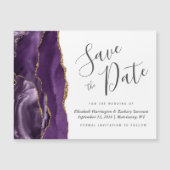 Paarse Gold Agate Wedding Magnetic Save the Date (Voorkant)
