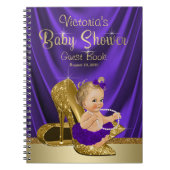 Paarse Gold Ballerina Baby shower Gastenboek Notitieboek (Voorkant)
