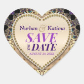 Paarse Gold Brocade Sla de Sticker Datum op (Voorkant)