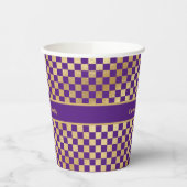 Paarse Gold Checkered Paper cup Papieren Bekers (Links)