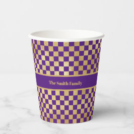 Paarse Gold Checkered Paper cup Papieren Bekers