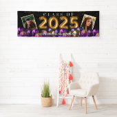 Paarse Gold Class of 2025 Photo Afstuderen Spandoek (Insitu)
