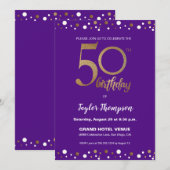 Paarse Gold Confetti - 50e verjaardag - Aangepast Kaart (Voorkant / Achterkant)