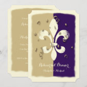 Paarse Gold Confetti Fleur de Lis-gebeurtenis Uitn Kaart (Voorkant / Achterkant)