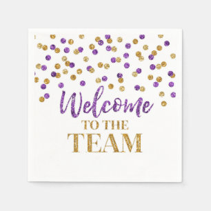 Paarse Gold Confetti Welkom bij Team Napkins Servet