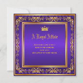 Paarse Gold Crown Royal Birthday Corporate Party Kaart (Achterkant)
