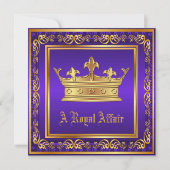 Paarse Gold Crown Royal Birthday Corporate Party Kaart (Voorkant)