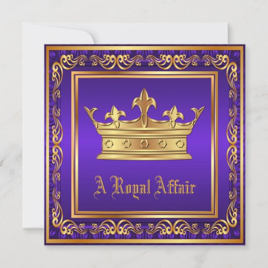 Paarse Gold Crown Royal Birthday Corporate Party Kaart (Voorkant)