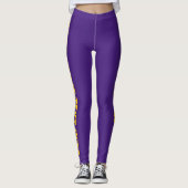 Paarse + Gold Custom School Spirit Leggings (Voorkant)