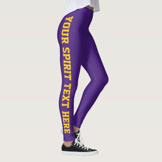 Paarse + Gold Custom School Spirit Leggings (Rechts)
