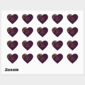 Paarse. Gold Floral Damask Script Wedding Hart Sticker (Vel)