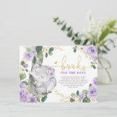 Paarse Gold Floral Elephant Books for Baby Girl Informatiekaartje (Staand voorkant)
