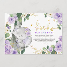 Paarse Gold Floral Elephant Books for Baby Girl Informatiekaartje