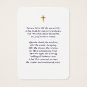 Paarse Gold Floral Funeral Prayer Kaart (Achterkant)