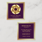 Paarse Gold Foil camera Shutter Lens Fotograaf Vierkante Visitekaartje (Voorkant / Achterkant)