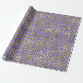 Paarse Gold Glam Leopard Print Cadeaupapier (Uitgerold)
