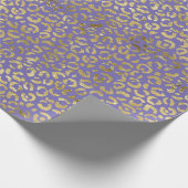 Paarse Gold Glam Leopard Print Cadeaupapier (Hoek)