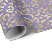 Paarse Gold Glam Leopard Print Cadeaupapier (Rol Hoek)