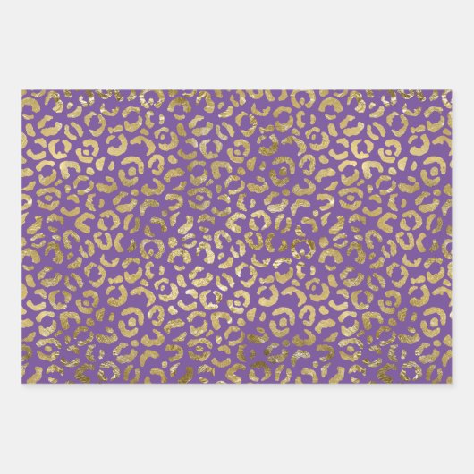 Paarse Gold Glam Leopard Print Inpakpapier Vel (Voorkant 3)